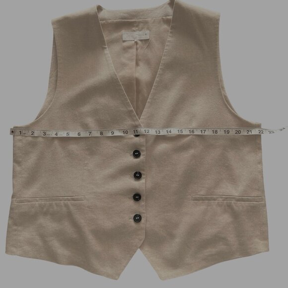 LINEN TAILORED VEST Size XL Beige from Zara Spain. Like NEW - Picture 9 of 10